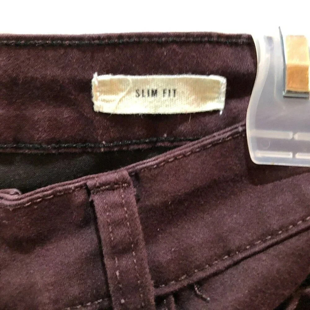 Twice Mens Size 29 x 28 Burgundy Slim Fit Skinny Pockets Ankle Pants Jeans